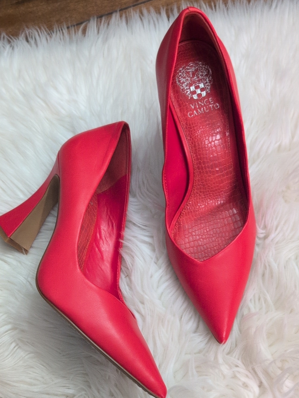 Vince Camuto Vibrant Red Pointed Leather Pumps